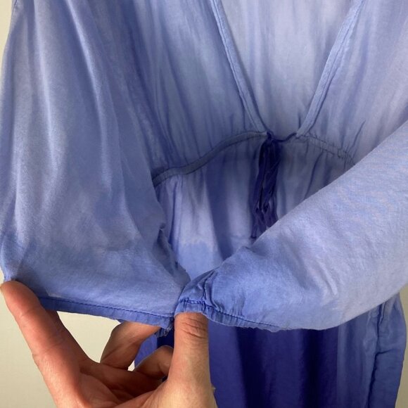 Splendid Silk Tie Dye Blue Ombre Cover Up Beach Top Size Small V-Neck‎ Bohemian - Picture 10 of 12